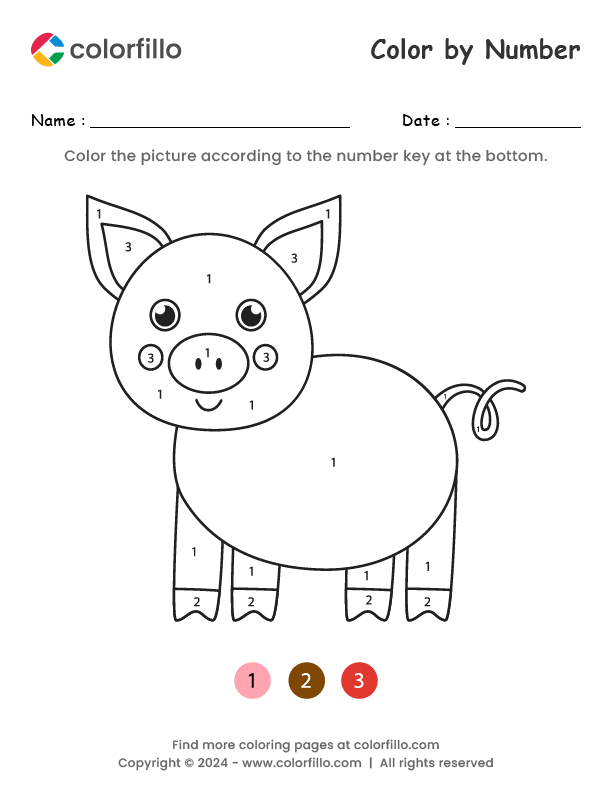 Free Online Pig Color By Number Colorfillo