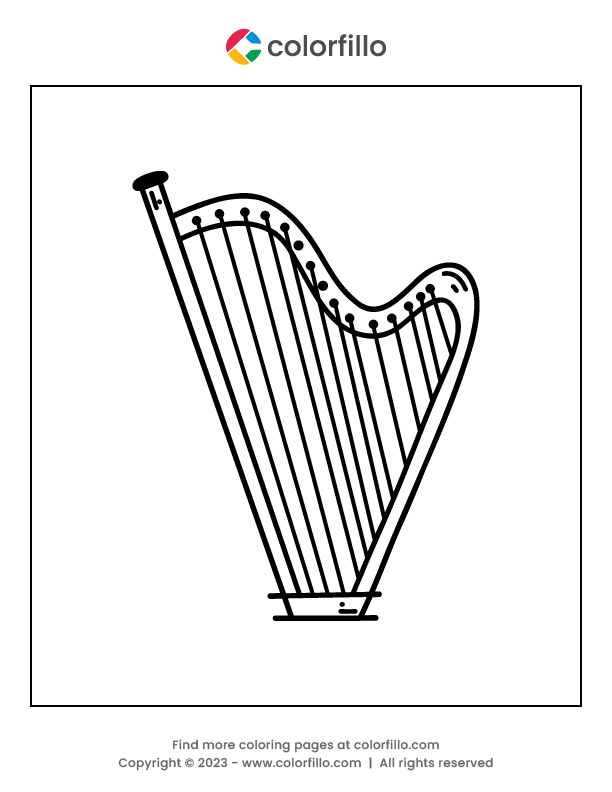 Free Online Harp Coloring Page - colorfillo