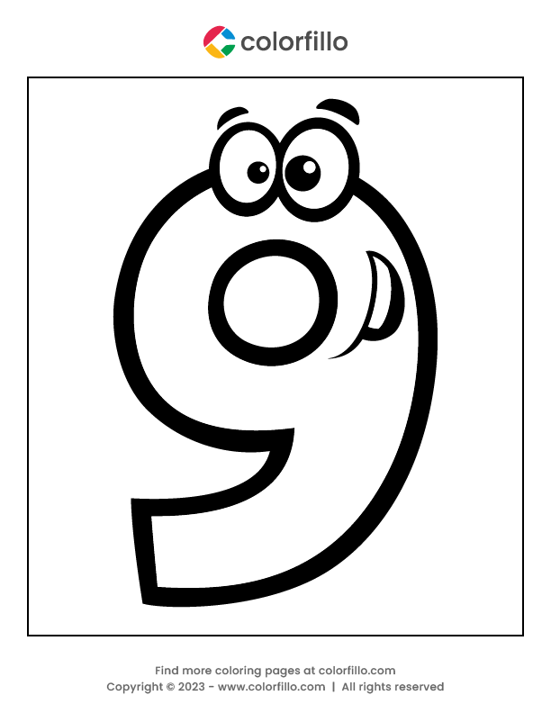 Free Online Number Nine Coloring Page - colorfillo