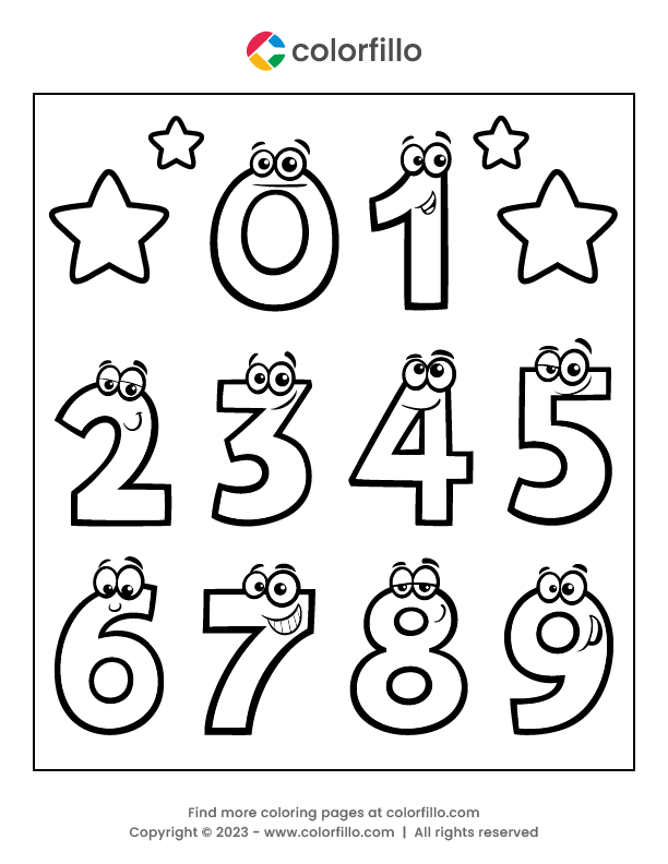 Free Online Numbers Coloring Page - colorfillo