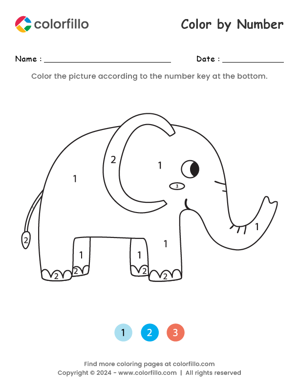 Free Online Elephant Color by Number - colorfillo