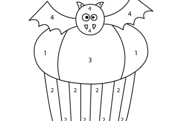 Bat Cupcake Color by Number