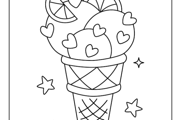 Cute Ice Cream Coloring Page