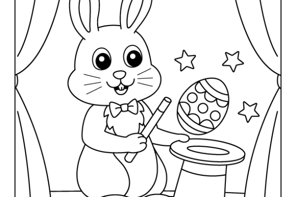 Easter Rabbit Magician Coloring Page