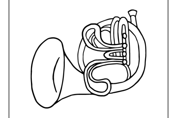 French Horn Coloring Page