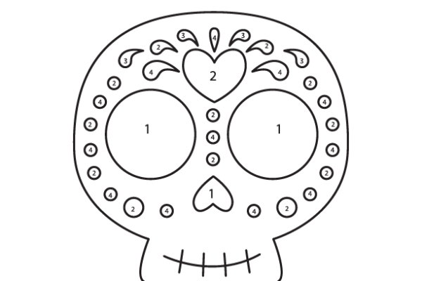 Mexican Skull Color by Number