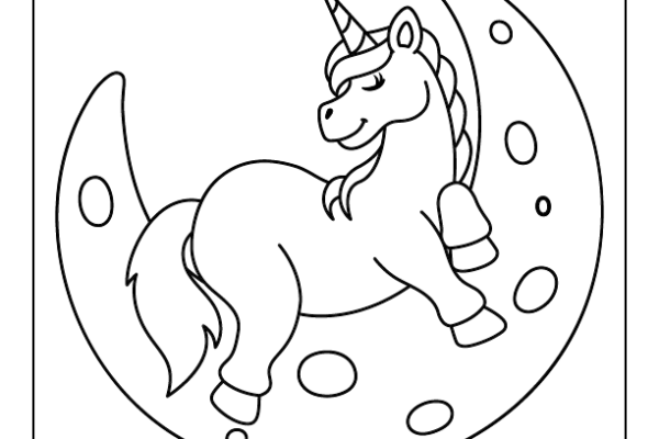 Moon Unicorn Coloring Page