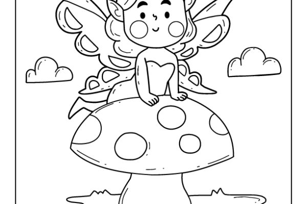 Mushroom Fairy Coloring Page