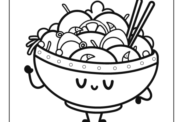 Ramen Bowl Coloring Page