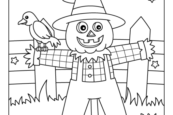 Scarecrow Halloween Coloring Page