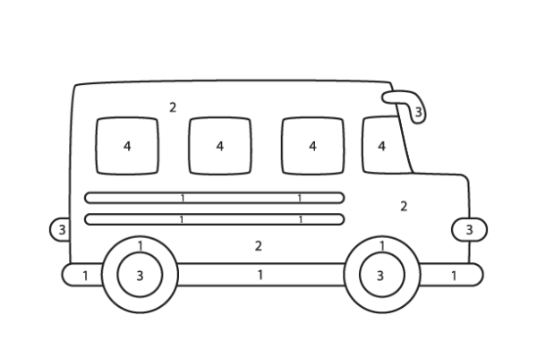 School Bus Color by Number