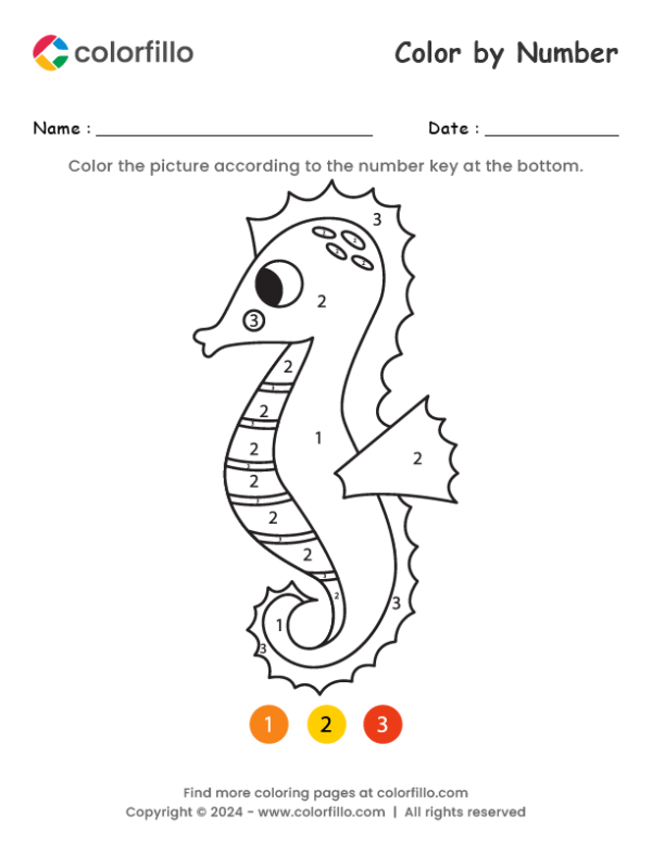 Sea horse Color by Number