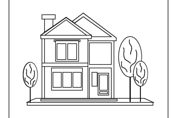 Simple House Coloring Page