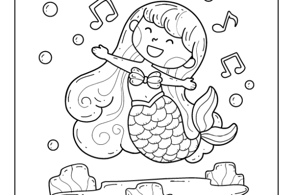 Singing Mermaid Coloring Page