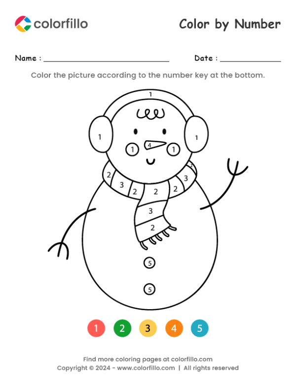 Snowman Color by Number