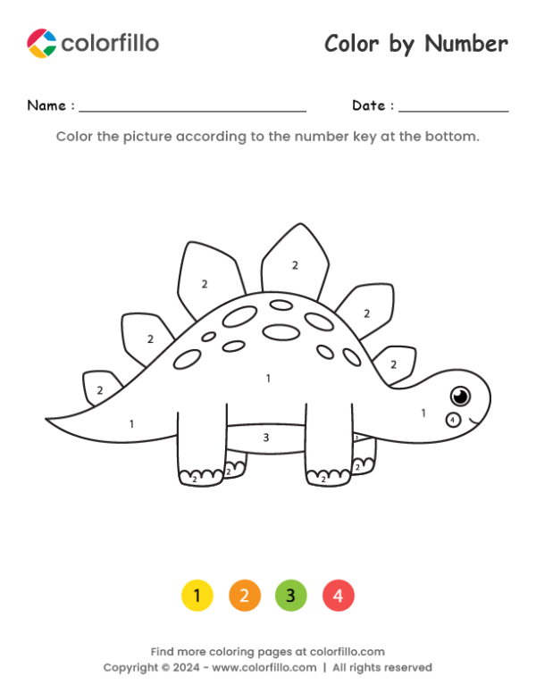 Stegosaurus Color by Number