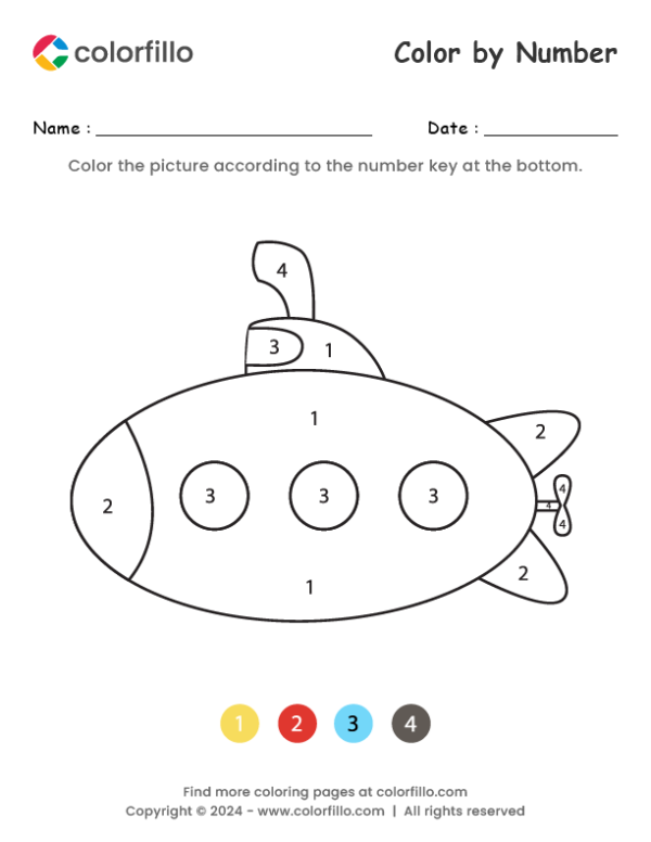 Submarine Color by Number