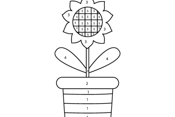 Sunflower Pot Color by Number