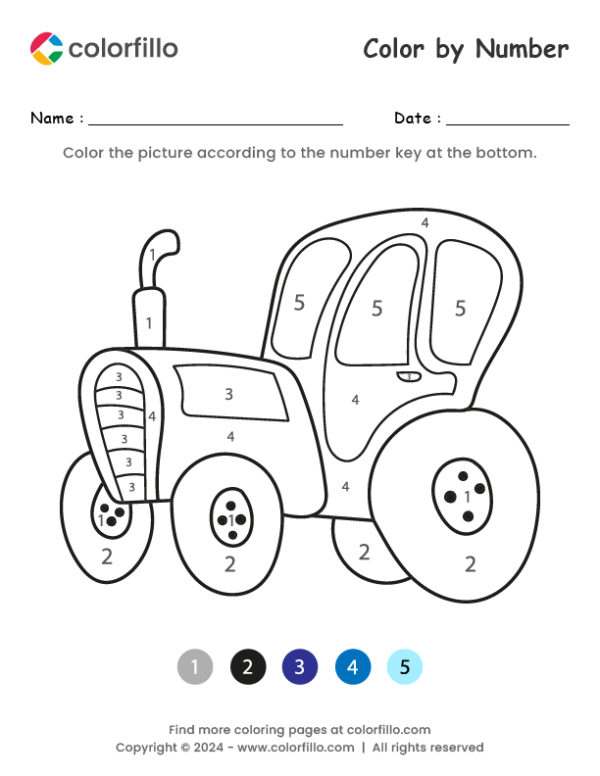 Tractor Color by Number