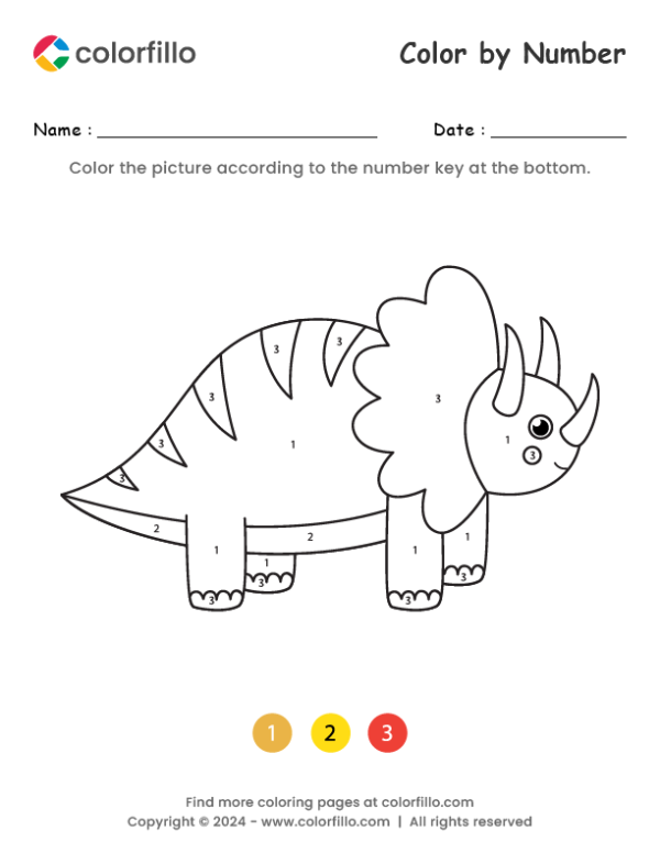 Triceratops Color by Number