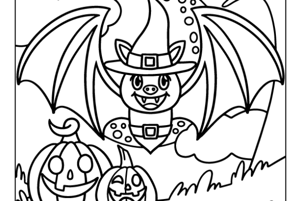 Vampire Bat Halloween Coloring Page