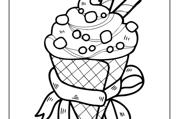 Vanilla Ice Cream Coloring Page