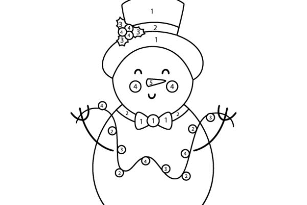 Xmas Snowman Color by Number